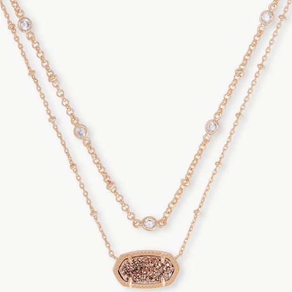 Kendra Scott Jewelry - ⭐️Kendra Scott Elisa Rose Gold Multi Strand Necklace in Rose Gold Drusy⭐️